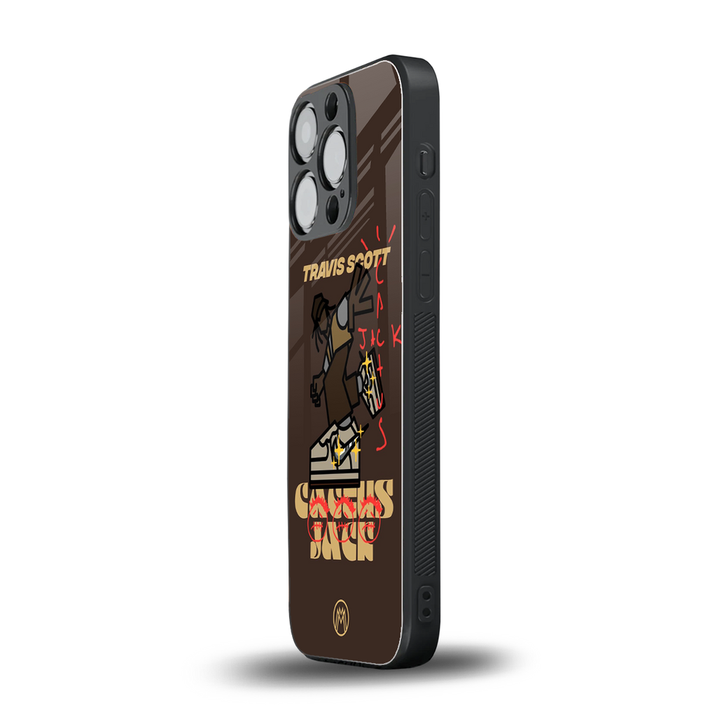 cactus jack travis scott brown back phone cover | glass case for iphone 16 pro