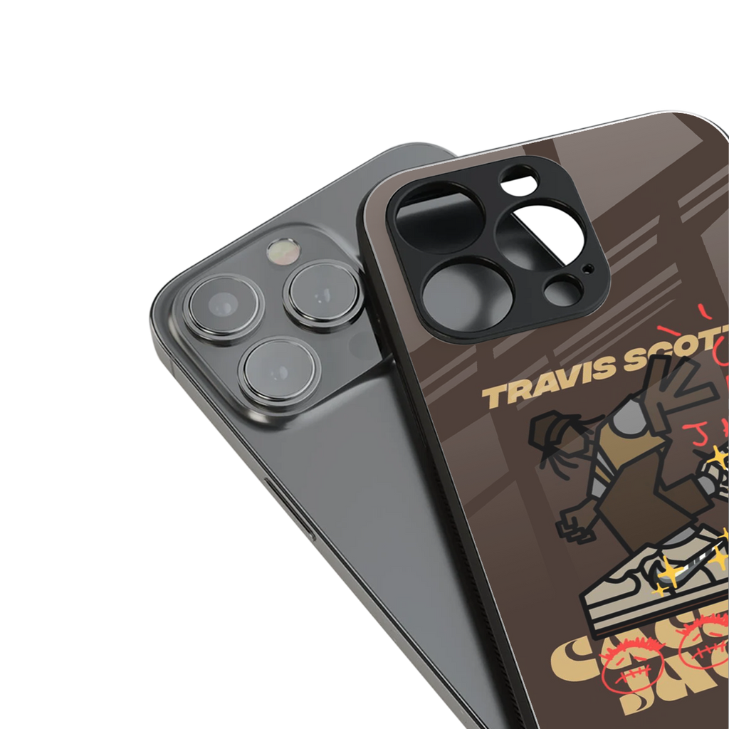 cactus jack travis scott brown back phone cover | glass case for iphone 15 plus