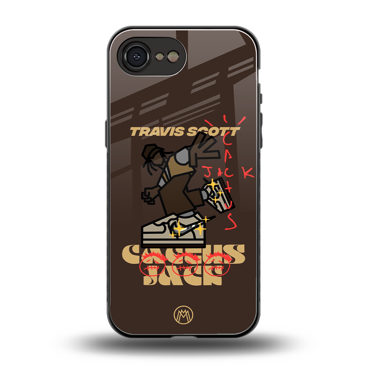 cactus jack travis scott brown back phone cover | glass case for iphone 16e