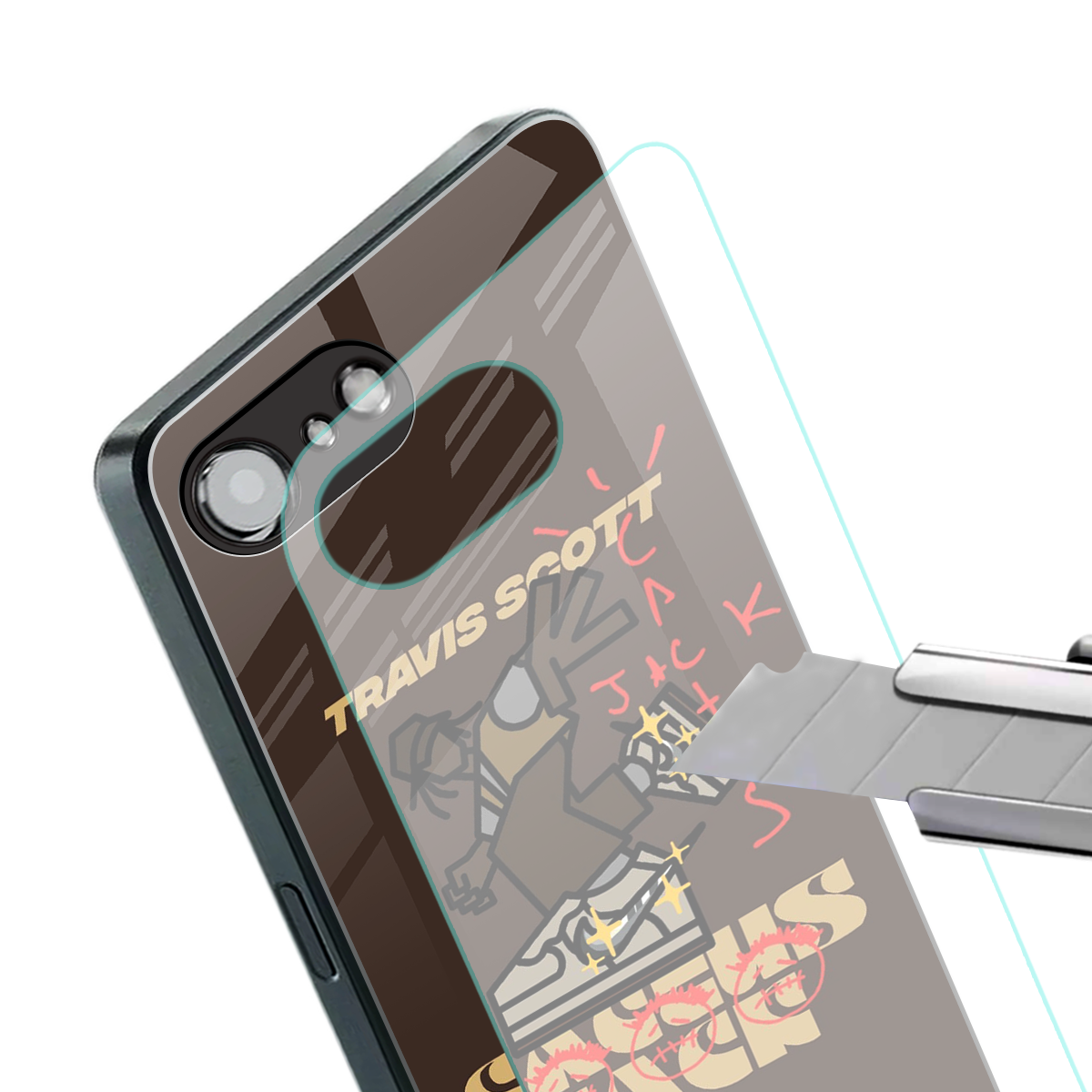 cactus jack travis scott brown back phone cover | glass case for iphone 16e