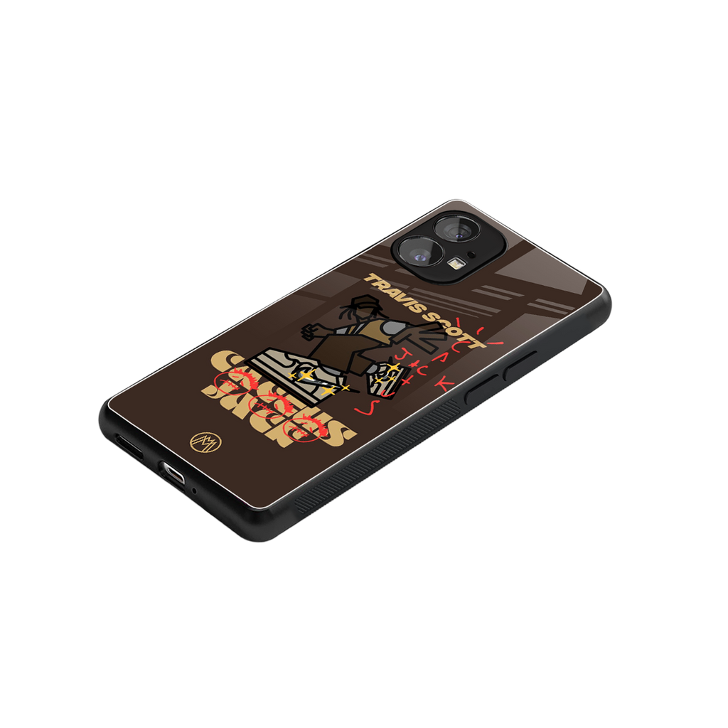 cactus jack travis scott brown back phone cover | glass case for nothing phone 1