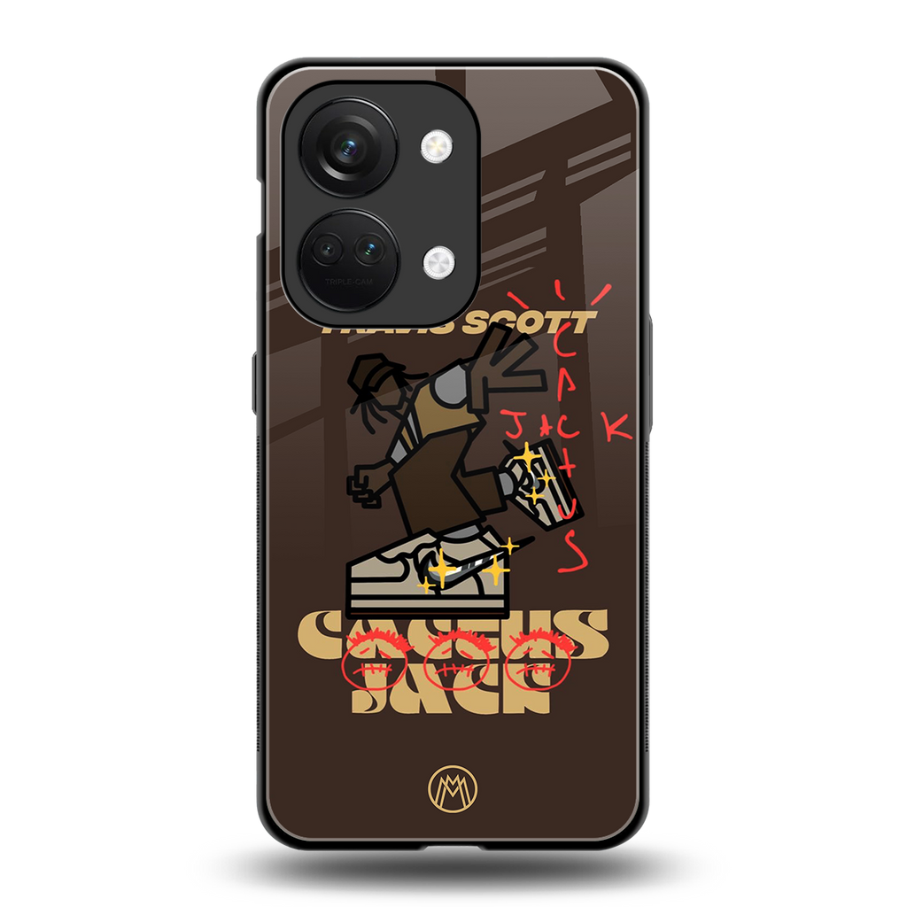 cactus jack travis scott brown back phone cover | glass case for oneplus nord 3