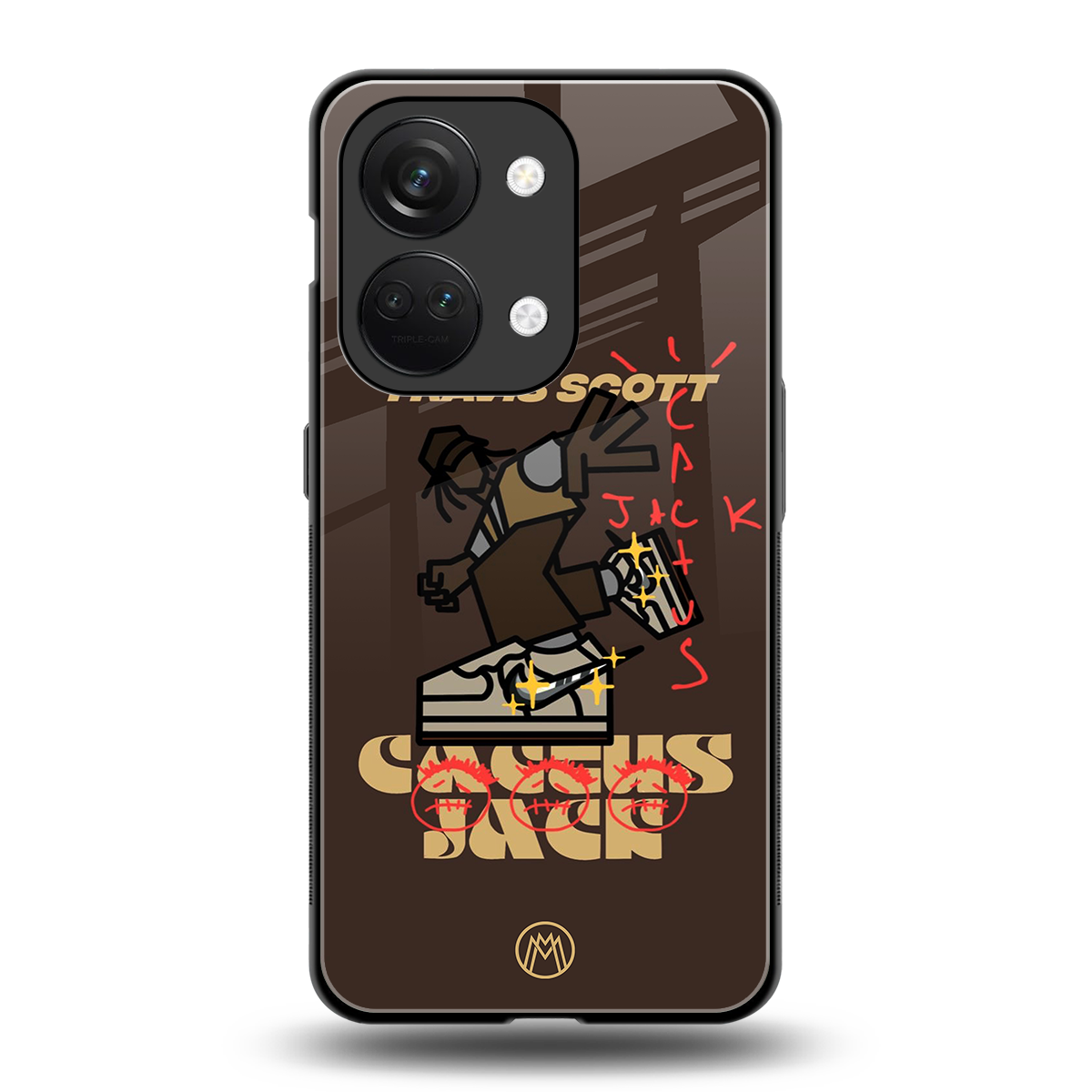 cactus jack travis scott brown back phone cover | glass case for oneplus nord 3