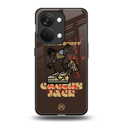 cactus jack travis scott brown back phone cover | glass case for oneplus nord 3