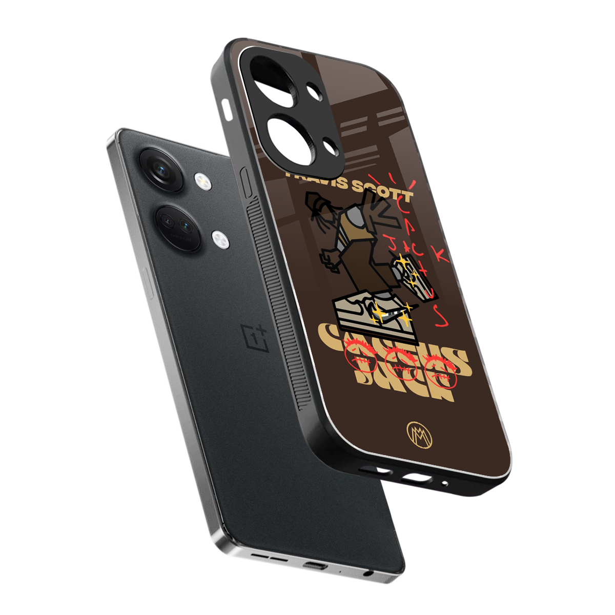 cactus jack travis scott brown back phone cover | glass case for oneplus nord 3
