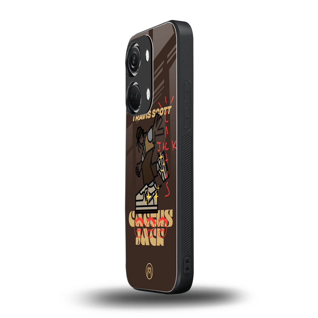 cactus jack travis scott brown back phone cover | glass case for oneplus nord 3