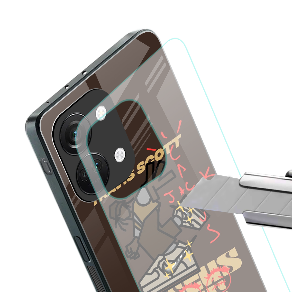 cactus jack travis scott brown back phone cover | glass case for oneplus nord 3