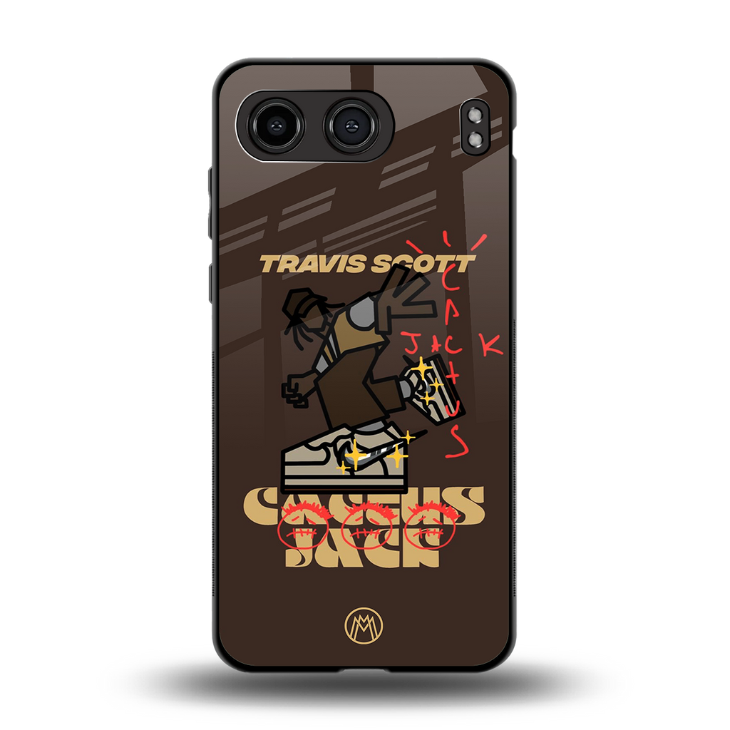 cactus jack travis scott brown back phone cover | glass case for oneplus nord 4