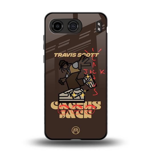 cactus jack travis scott brown back phone cover | glass case for oneplus nord 4