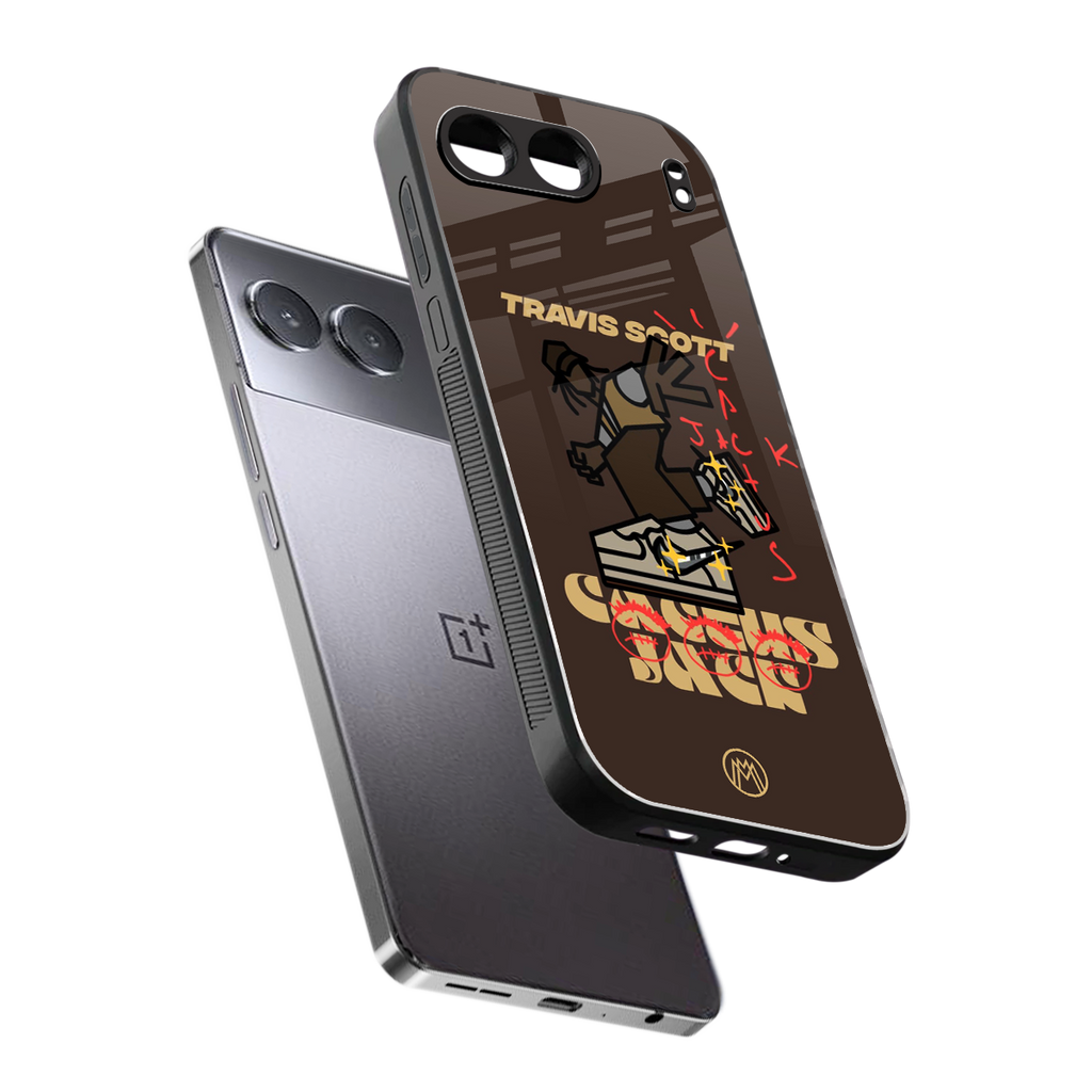 cactus jack travis scott brown back phone cover | glass case for oneplus nord 4