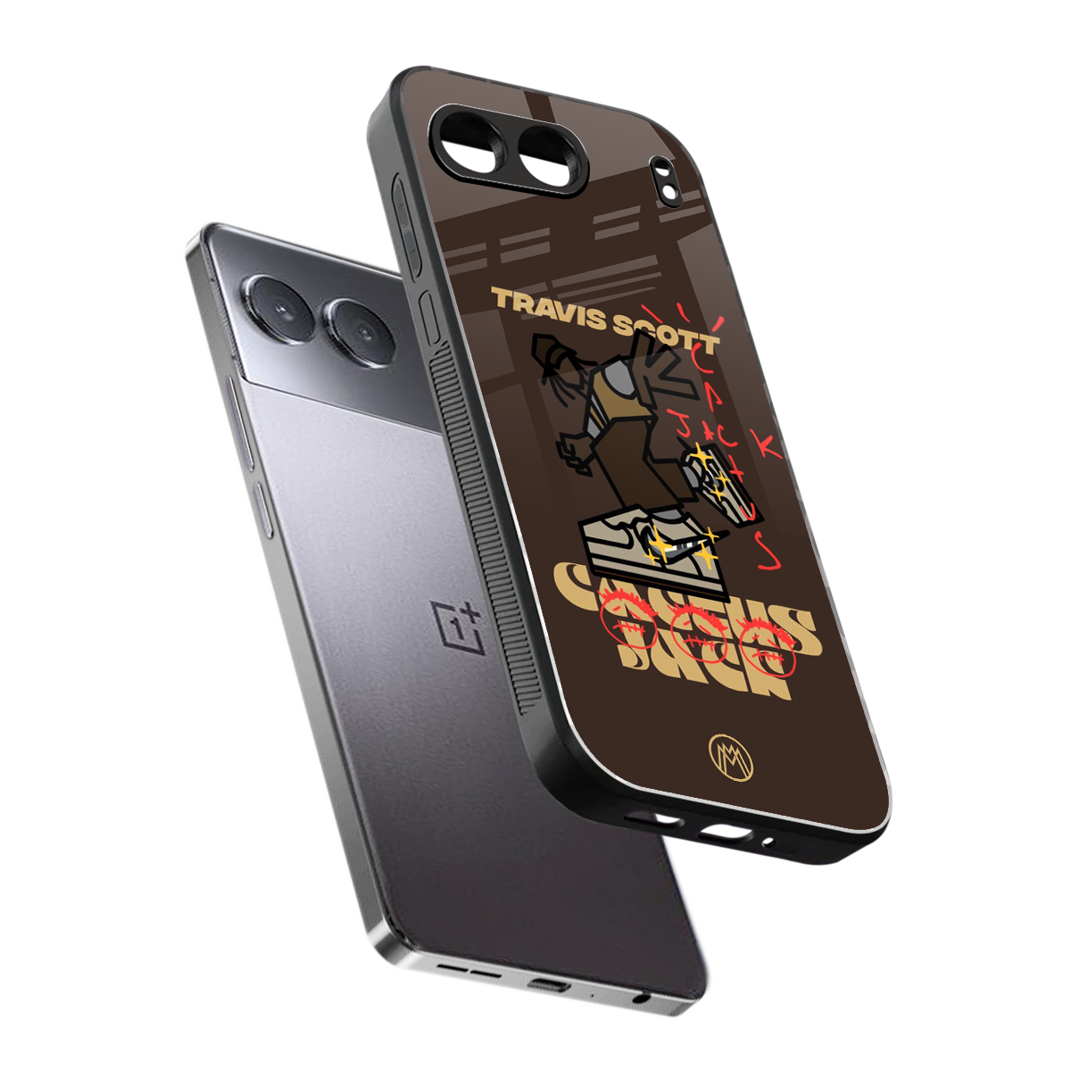 cactus jack travis scott brown back phone cover | glass case for oneplus nord 4