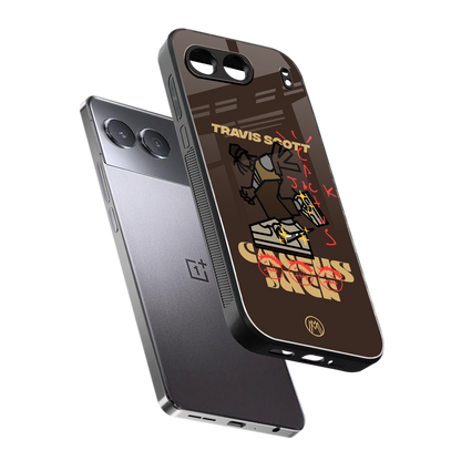 cactus jack travis scott brown back phone cover | glass case for oneplus nord 4