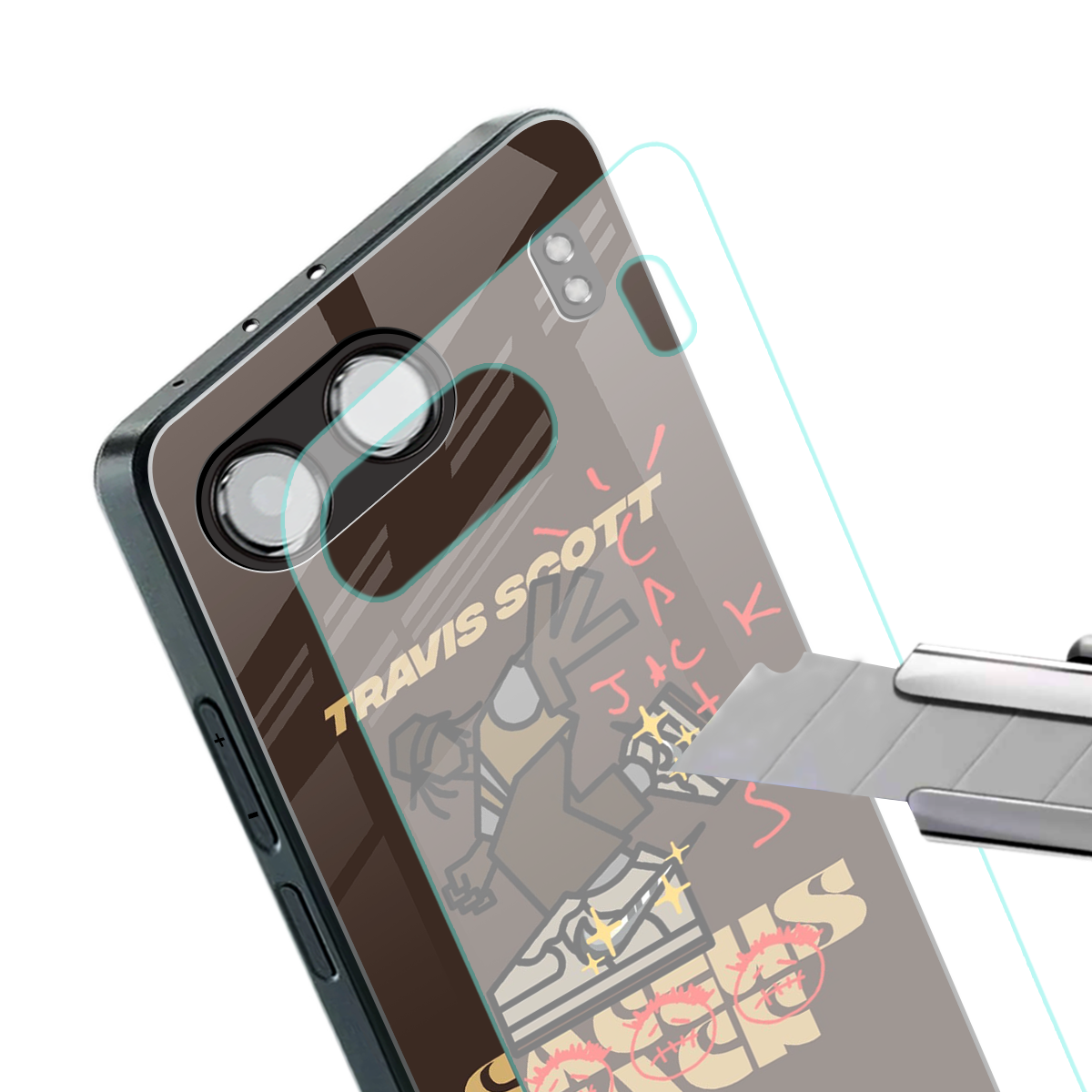 cactus jack travis scott brown back phone cover | glass case for oneplus nord 4