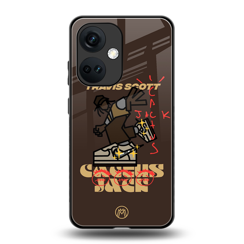 cactus jack travis scott brown back phone cover | glass case for oneplus nord ce 3