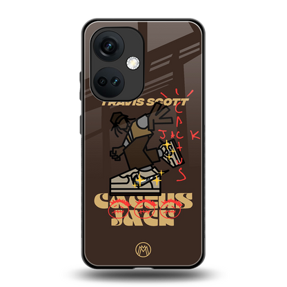 cactus jack travis scott brown back phone cover | glass case for oneplus nord ce 3