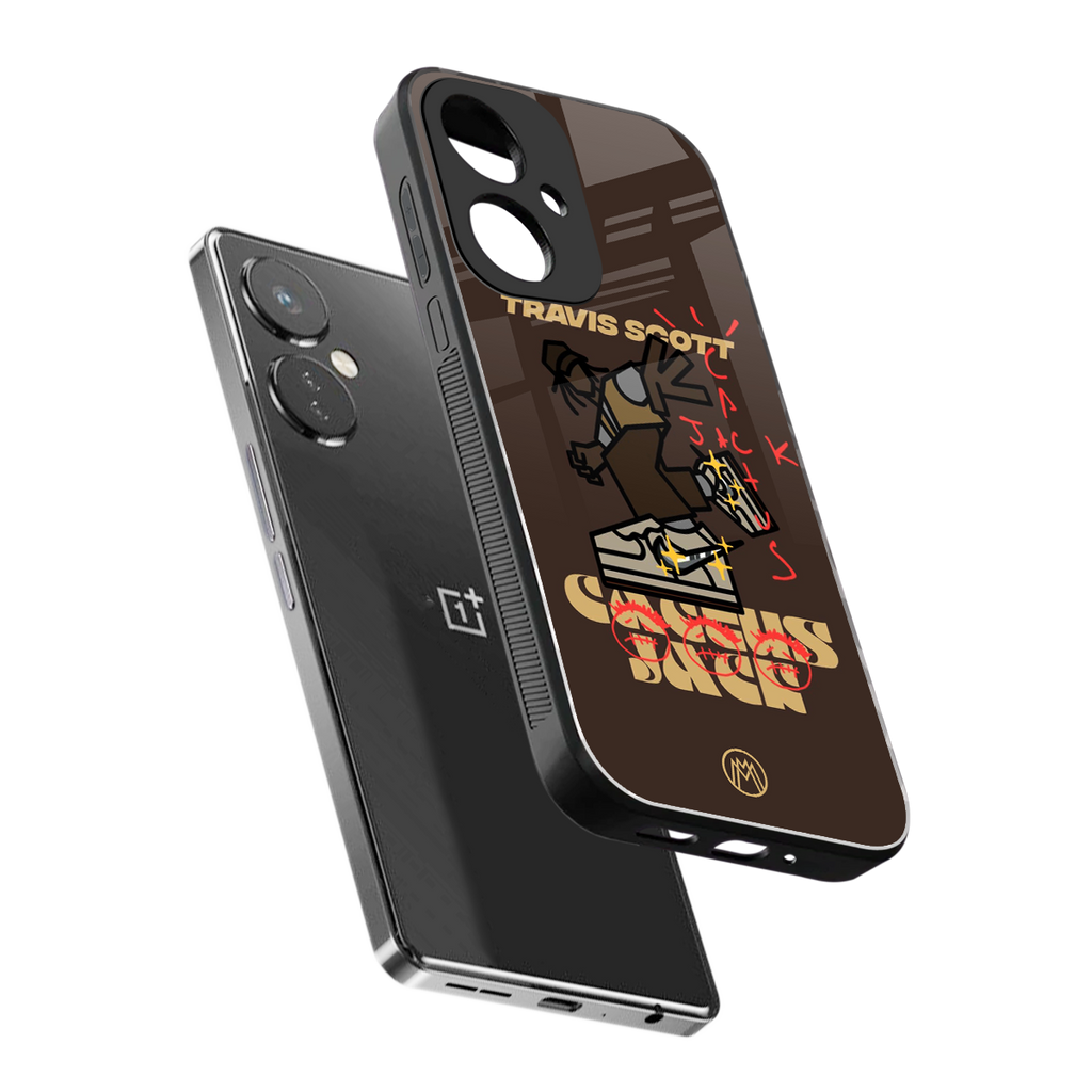 cactus jack travis scott brown back phone cover | glass case for oneplus nord ce 3