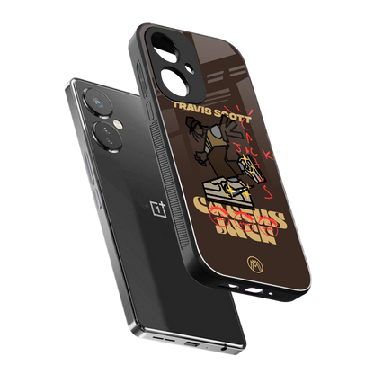 cactus jack travis scott brown back phone cover | glass case for oneplus nord ce 3
