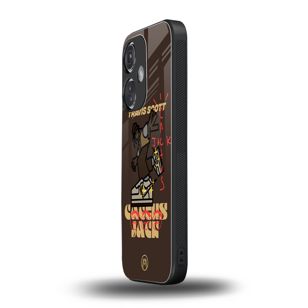 cactus jack travis scott brown back phone cover | glass case for oneplus nord ce 3