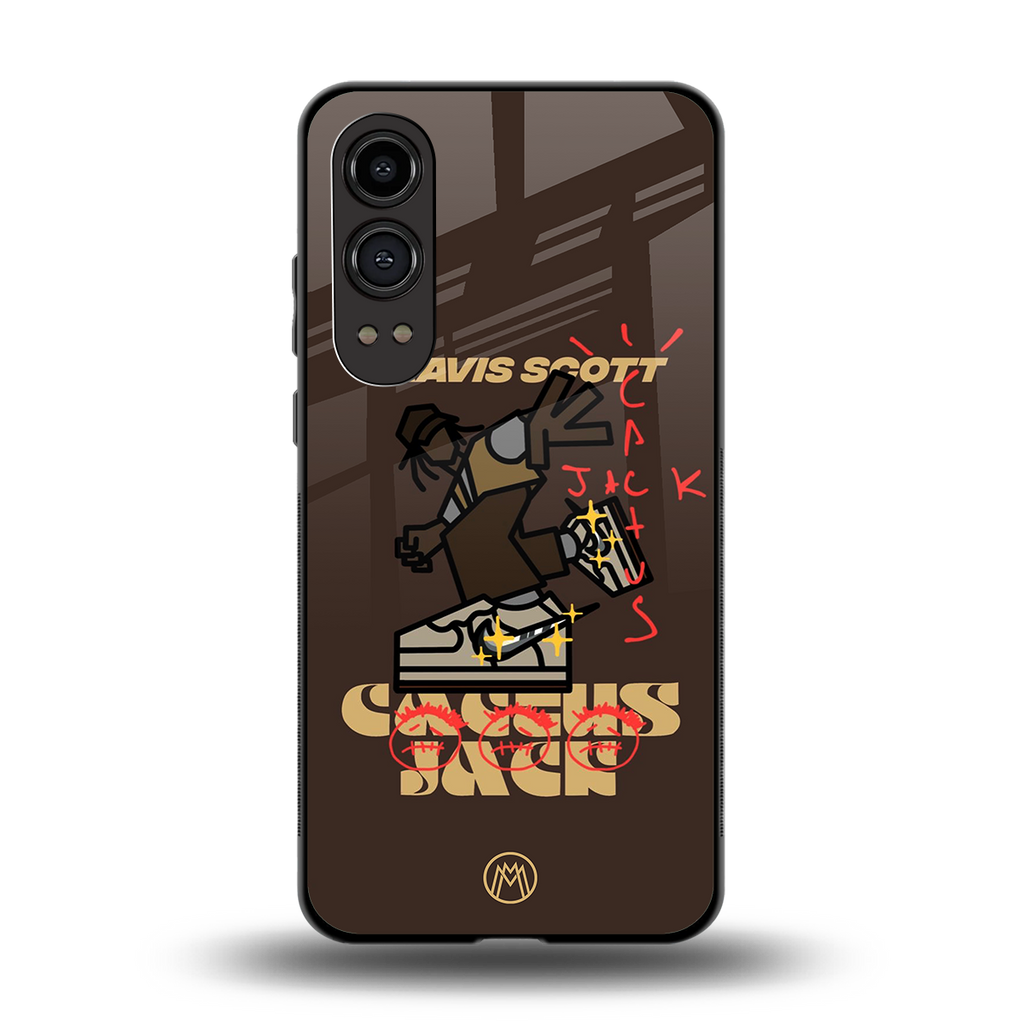 cactus jack travis scott brown back phone cover | glass case for oneplus nord ce 4 lite