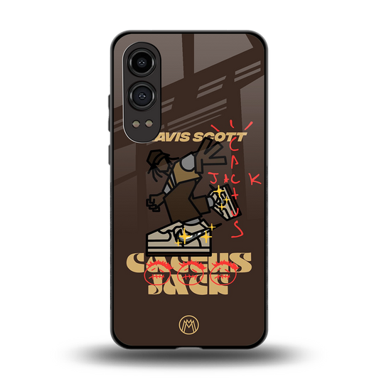 cactus jack travis scott brown back phone cover | glass case for oneplus nord ce 4 lite