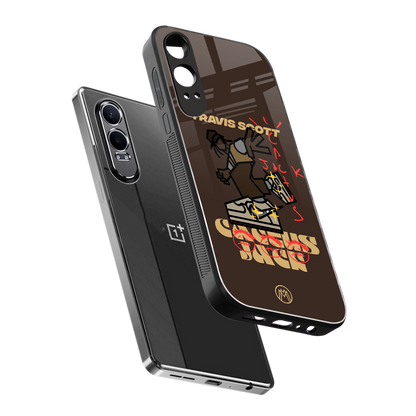 cactus jack travis scott brown back phone cover | glass case for oneplus nord ce 4 lite