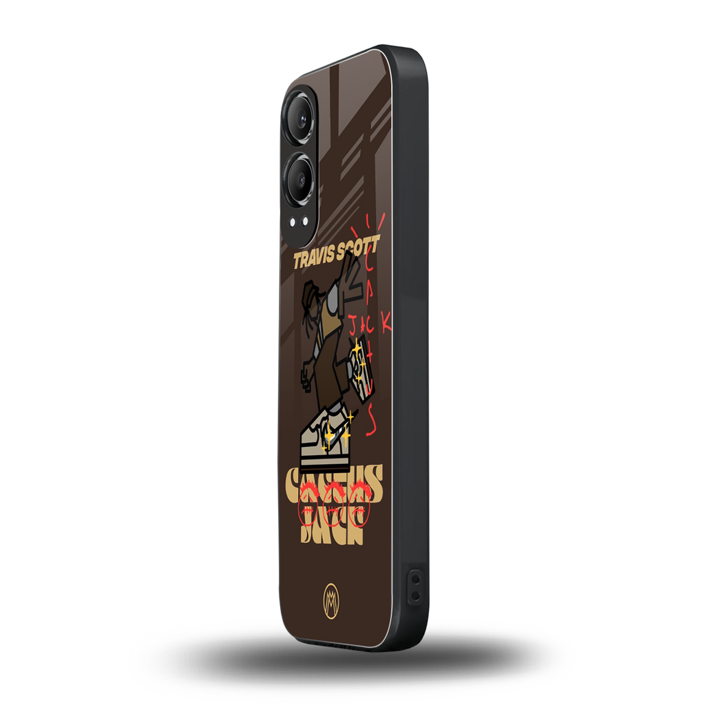 cactus jack travis scott brown back phone cover | glass case for oneplus nord ce 4 lite