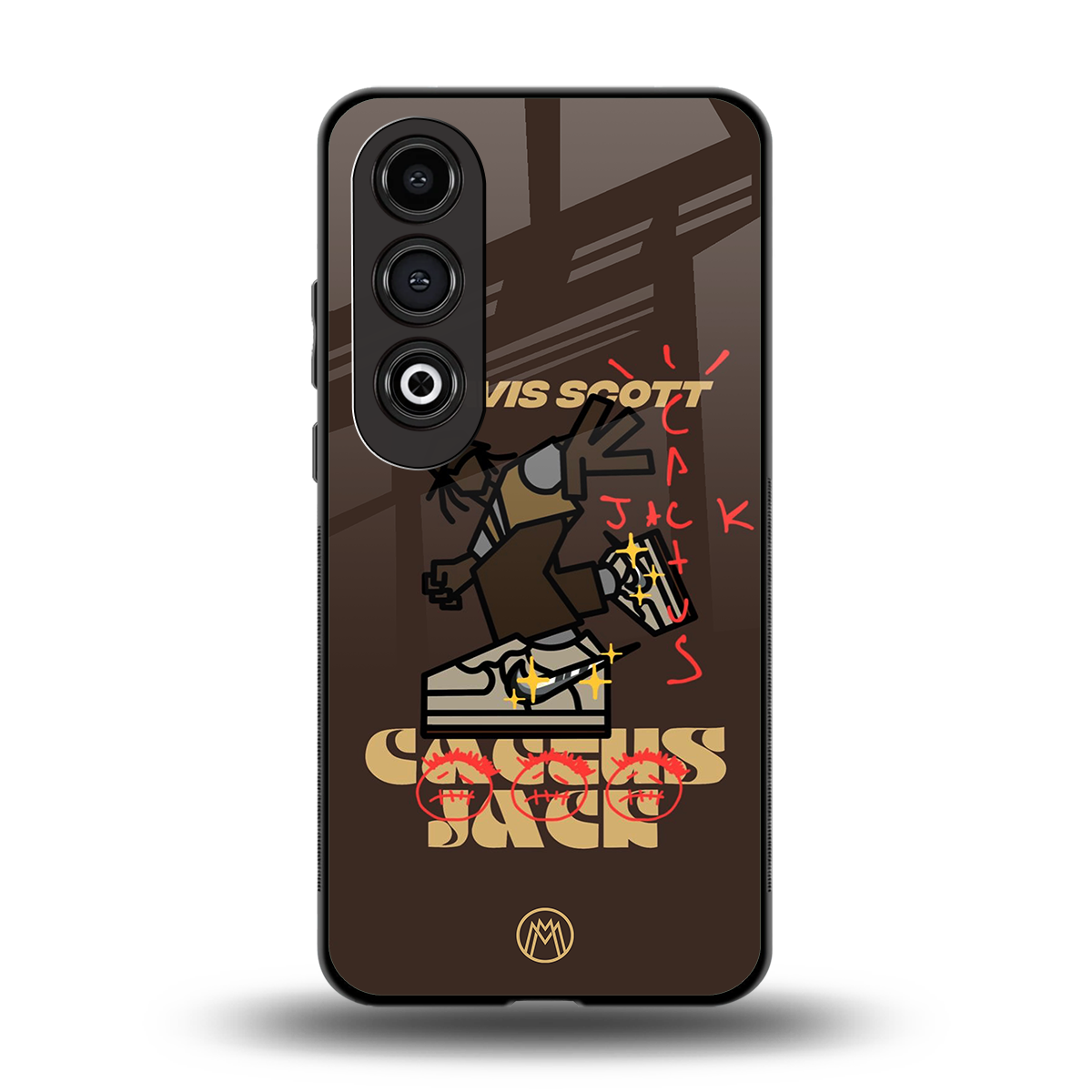 cactus jack travis scott brown back phone cover | glass case for oneplus nord ce 4