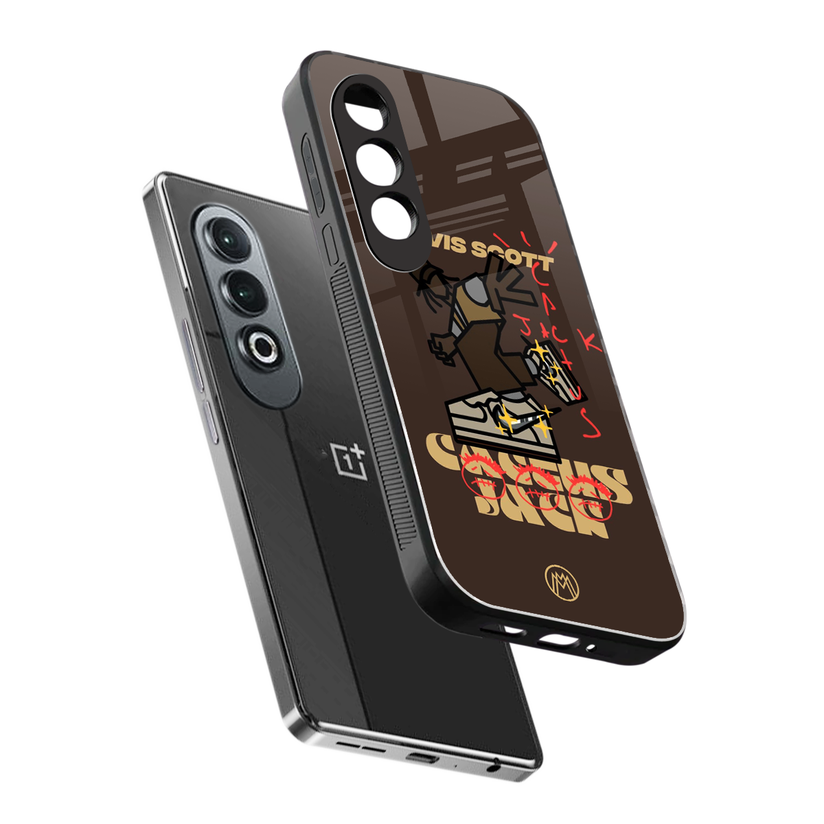 cactus jack travis scott brown back phone cover | glass case for oneplus nord ce 4