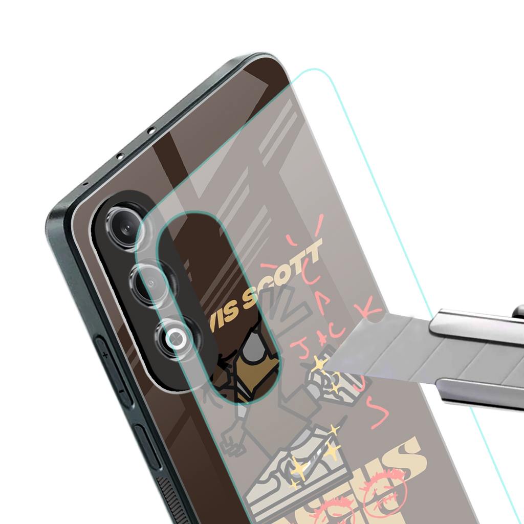 cactus jack travis scott brown back phone cover | glass case for oneplus nord ce 4