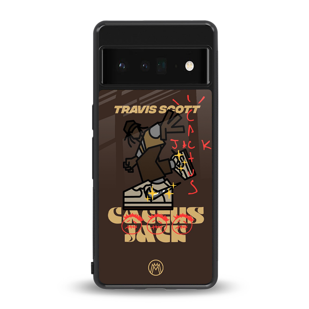 cactus jack travis scott brown back phone cover | glass case for google pixel 6 pro