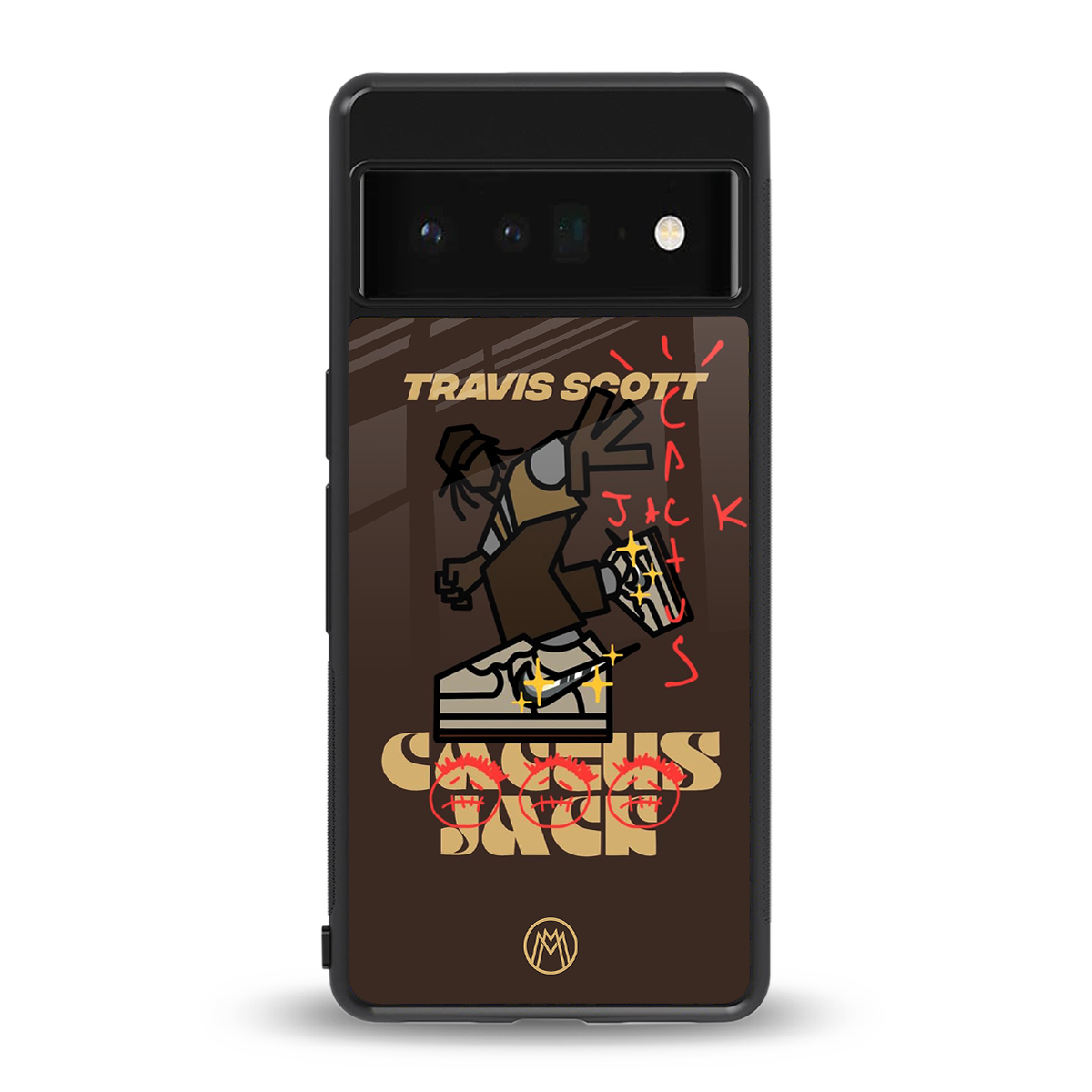cactus jack travis scott brown back phone cover | glass case for google pixel 6 pro