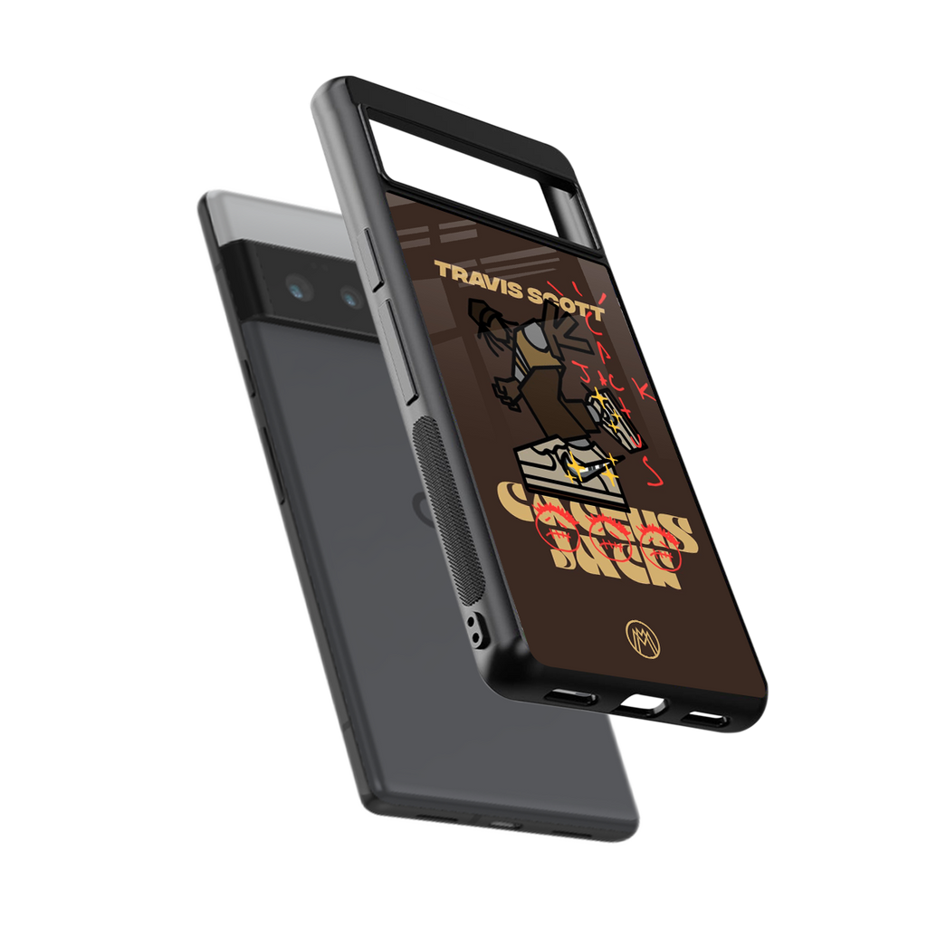 cactus jack travis scott brown back phone cover | glass case for google pixel 6 pro