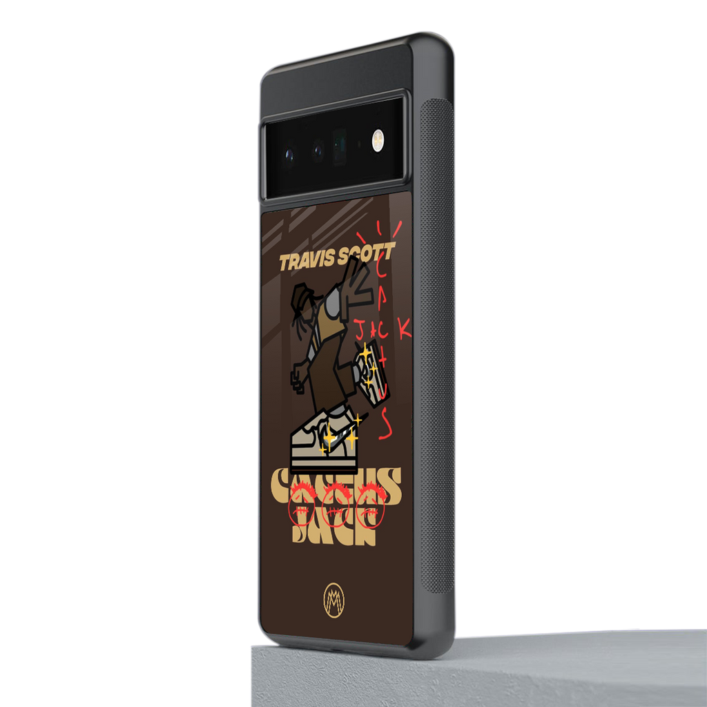 cactus jack travis scott brown back phone cover | glass case for google pixel 6 pro