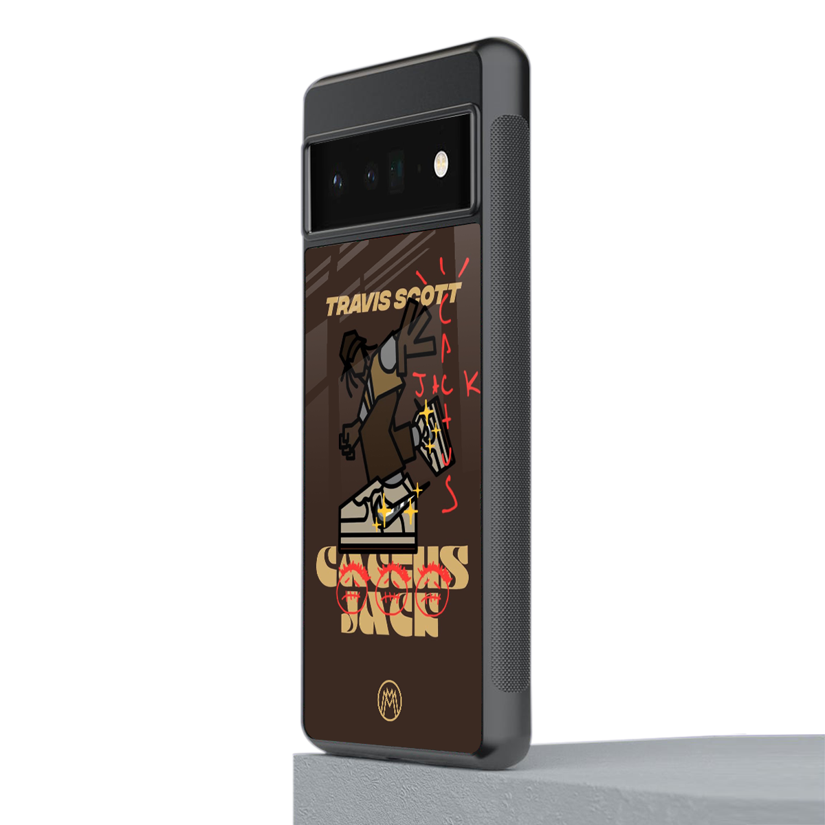 cactus jack travis scott brown back phone cover | glass case for google pixel 6 pro