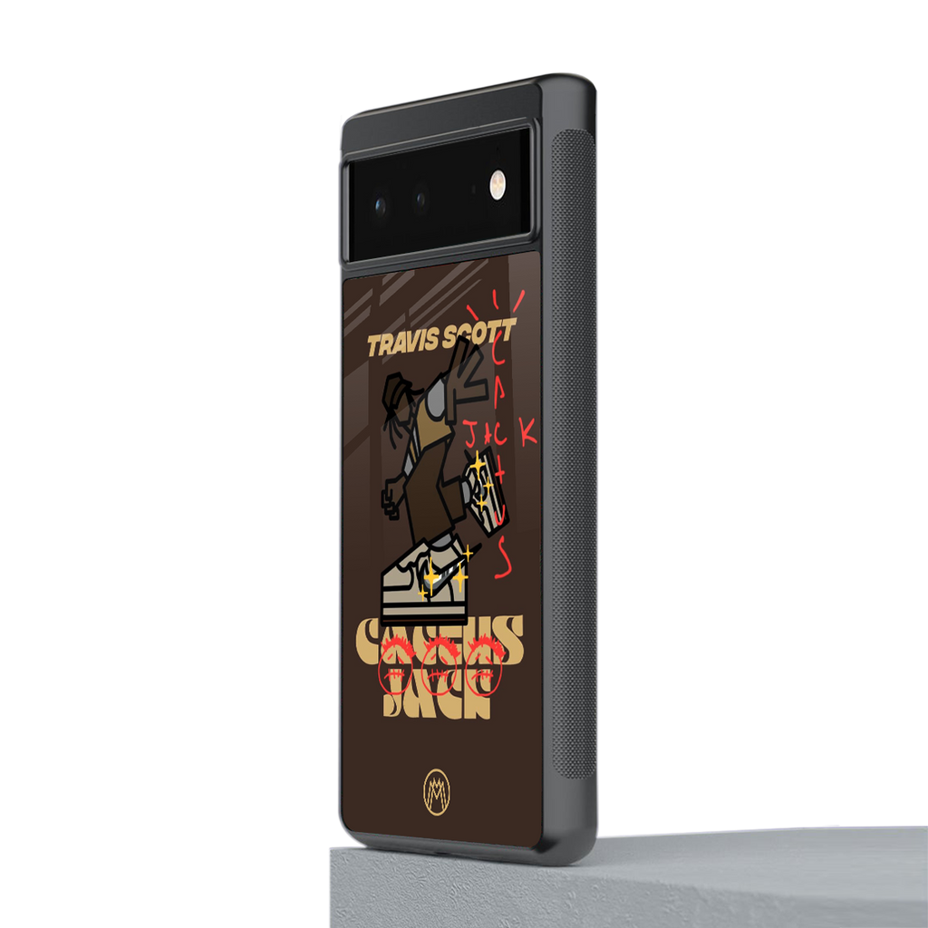 cactus jack travis scott brown back phone cover | glass case for google pixel 6