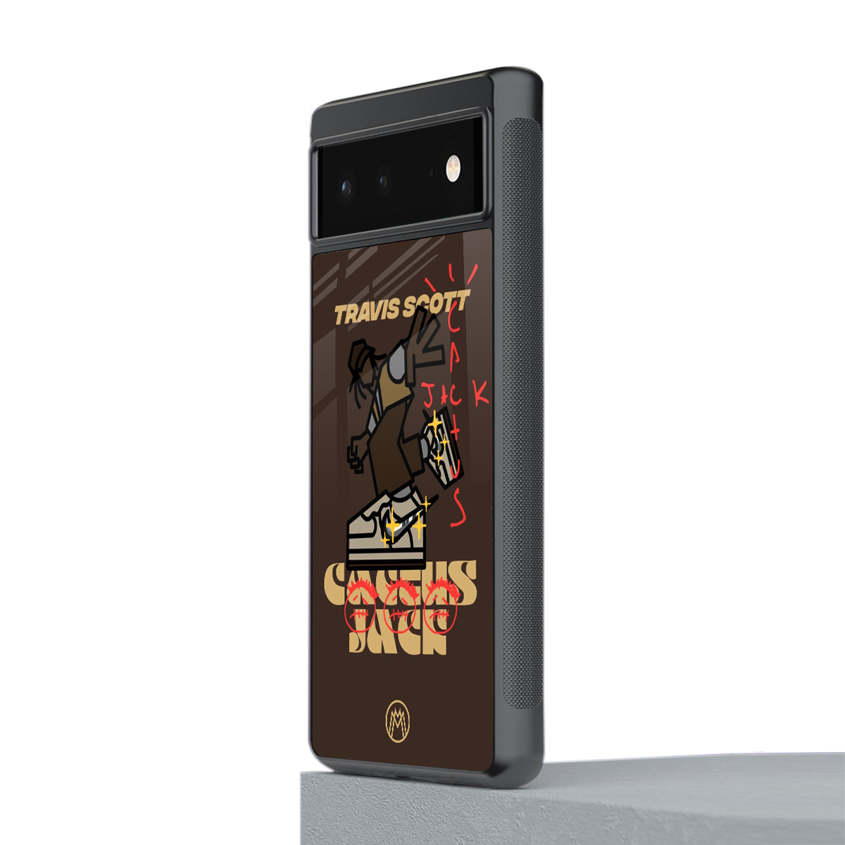 cactus jack travis scott brown back phone cover | glass case for google pixel 6