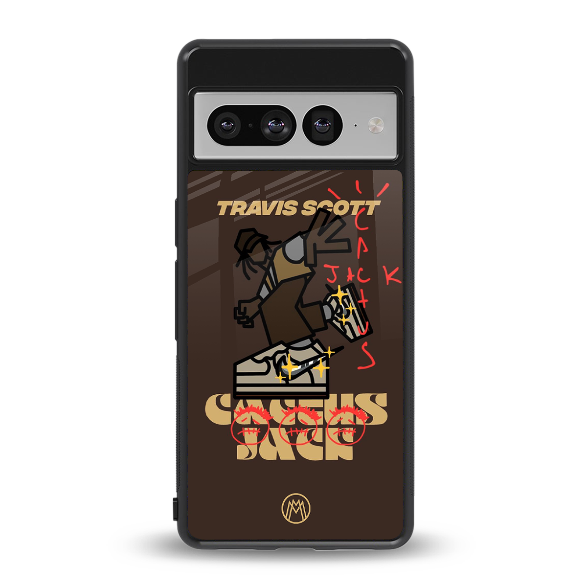 cactus jack travis scott brown back phone cover | glass case for google pixel 7 pro