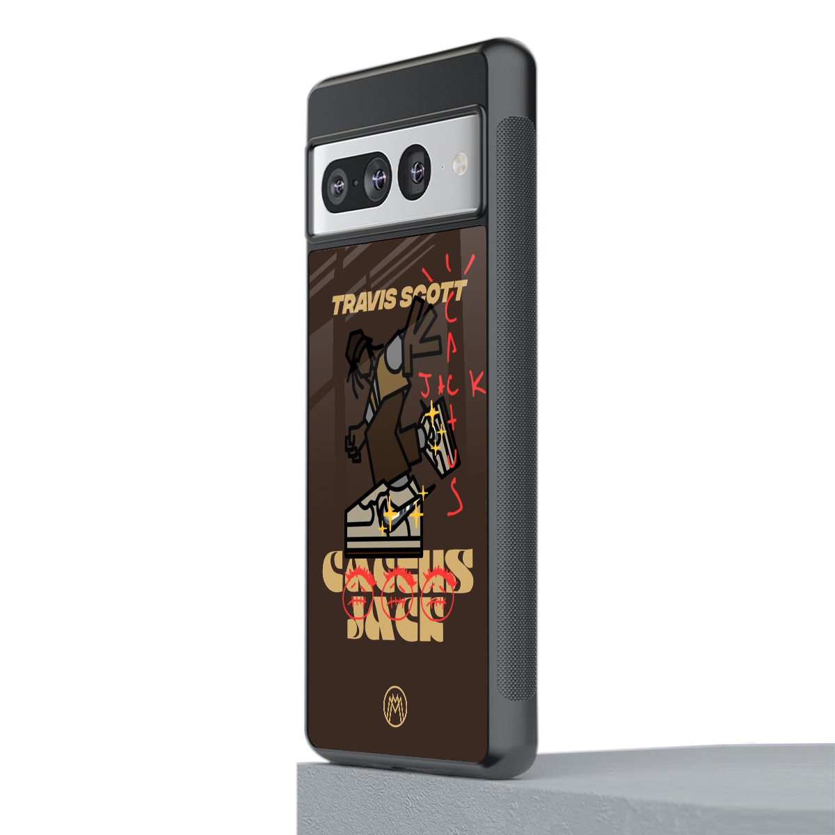 cactus jack travis scott brown back phone cover | glass case for google pixel 7 pro