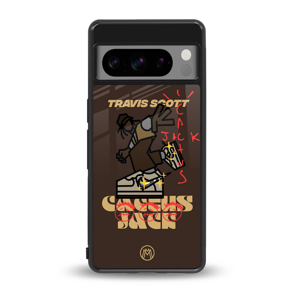 cactus jack travis scott brown back phone cover | glass case for google pixel 8 pro