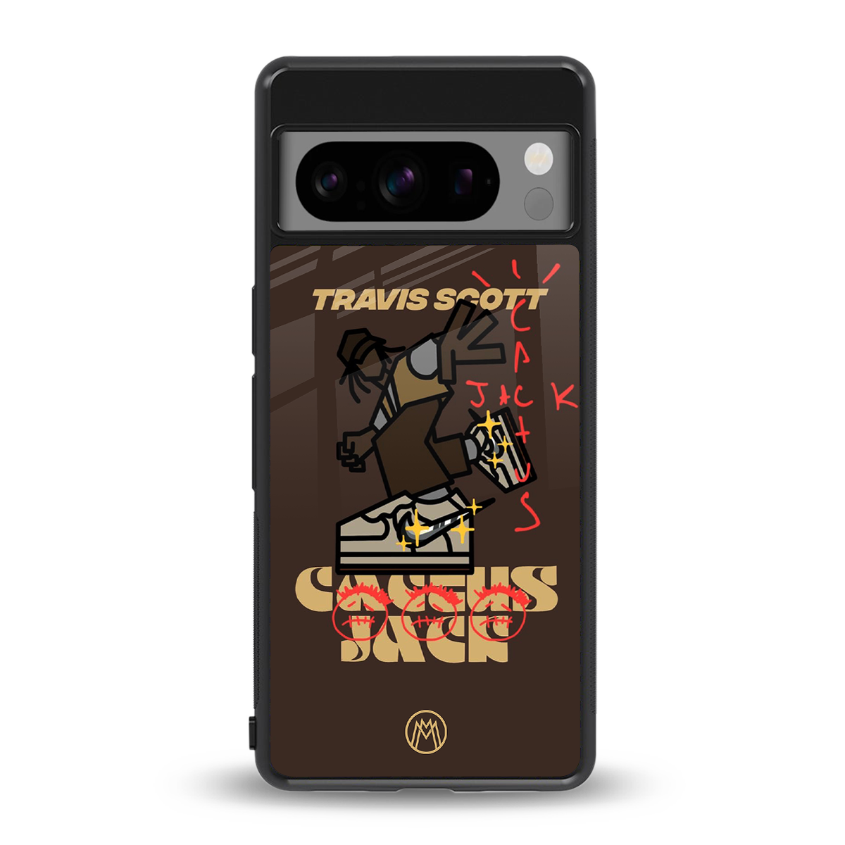 cactus jack travis scott brown back phone cover | glass case for google pixel 8 pro