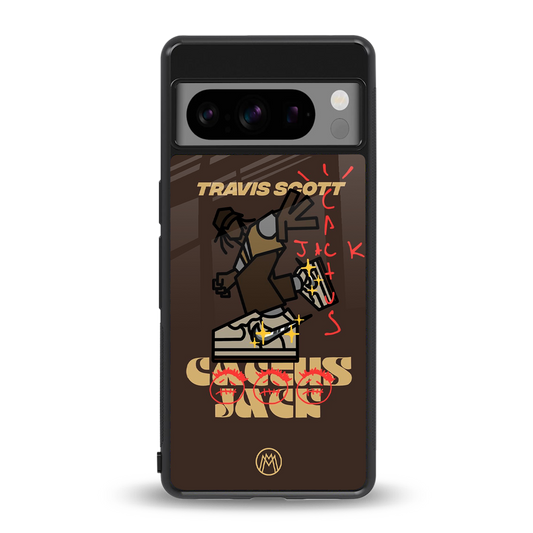 cactus jack travis scott brown back phone cover | glass case for google pixel 8 pro