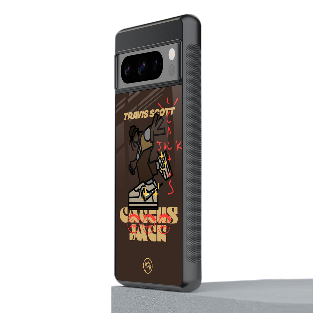 cactus jack travis scott brown back phone cover | glass case for google pixel 8 pro