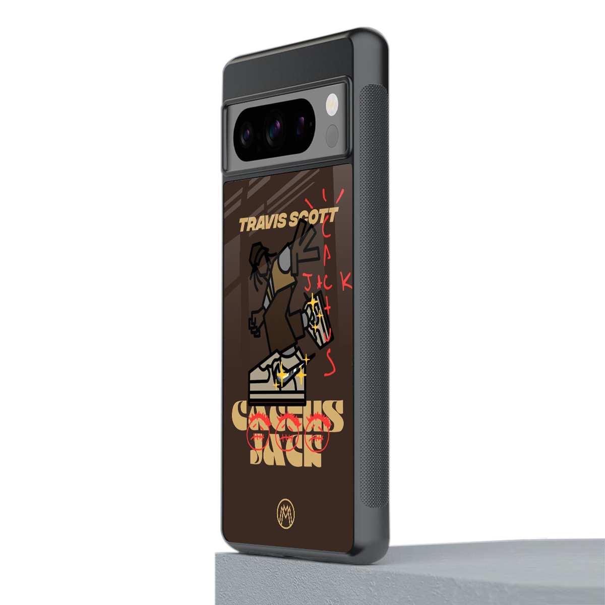 cactus jack travis scott brown back phone cover | glass case for google pixel 8 pro