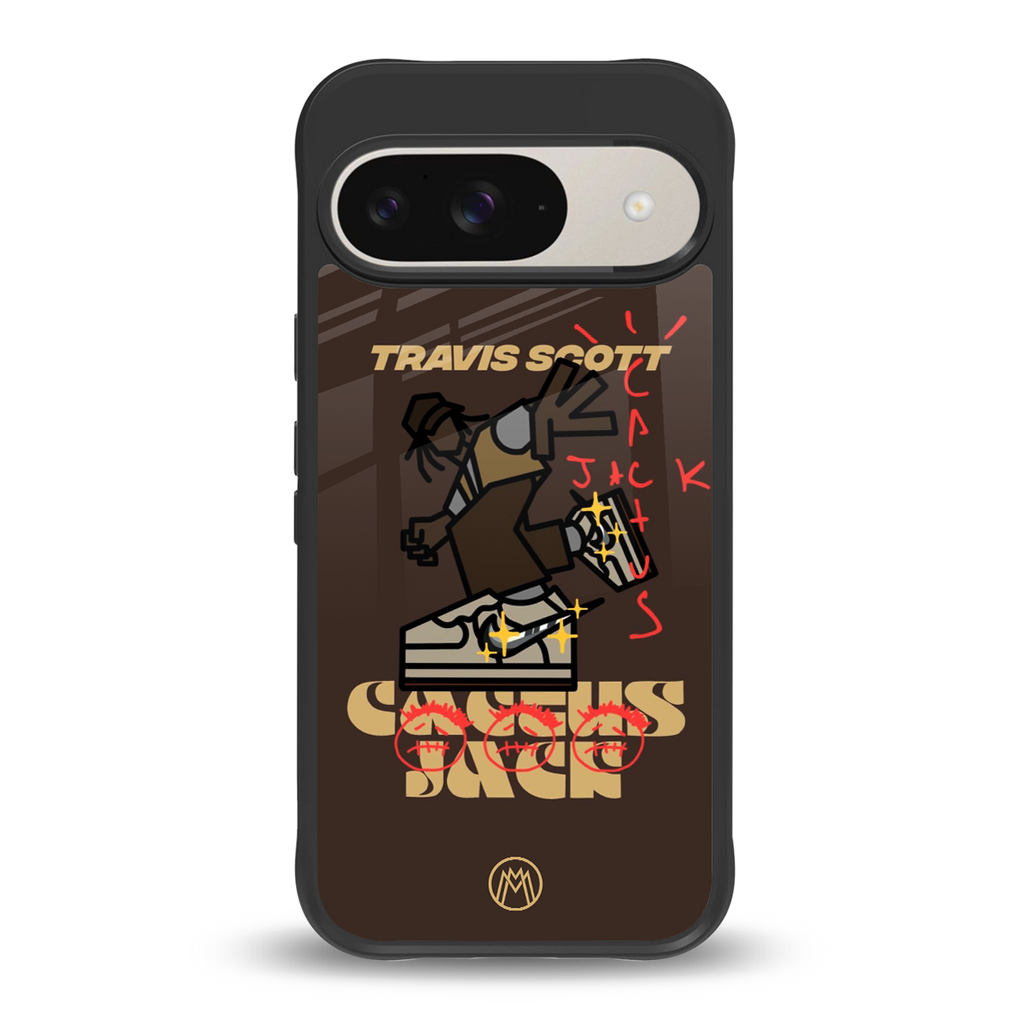 cactus jack travis scott brown back phone cover | glass case for google pixel 9