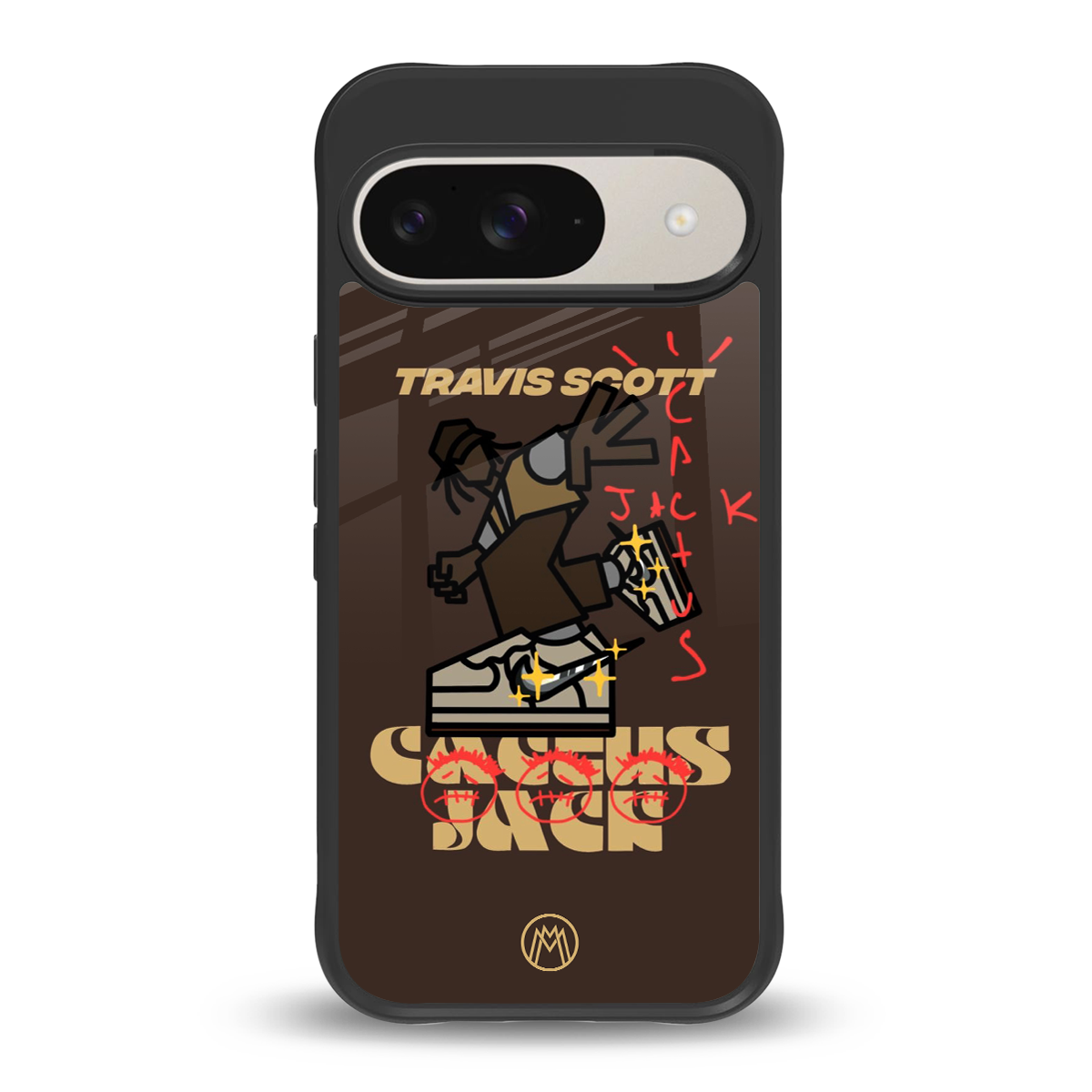 cactus jack travis scott brown back phone cover | glass case for google pixel 9