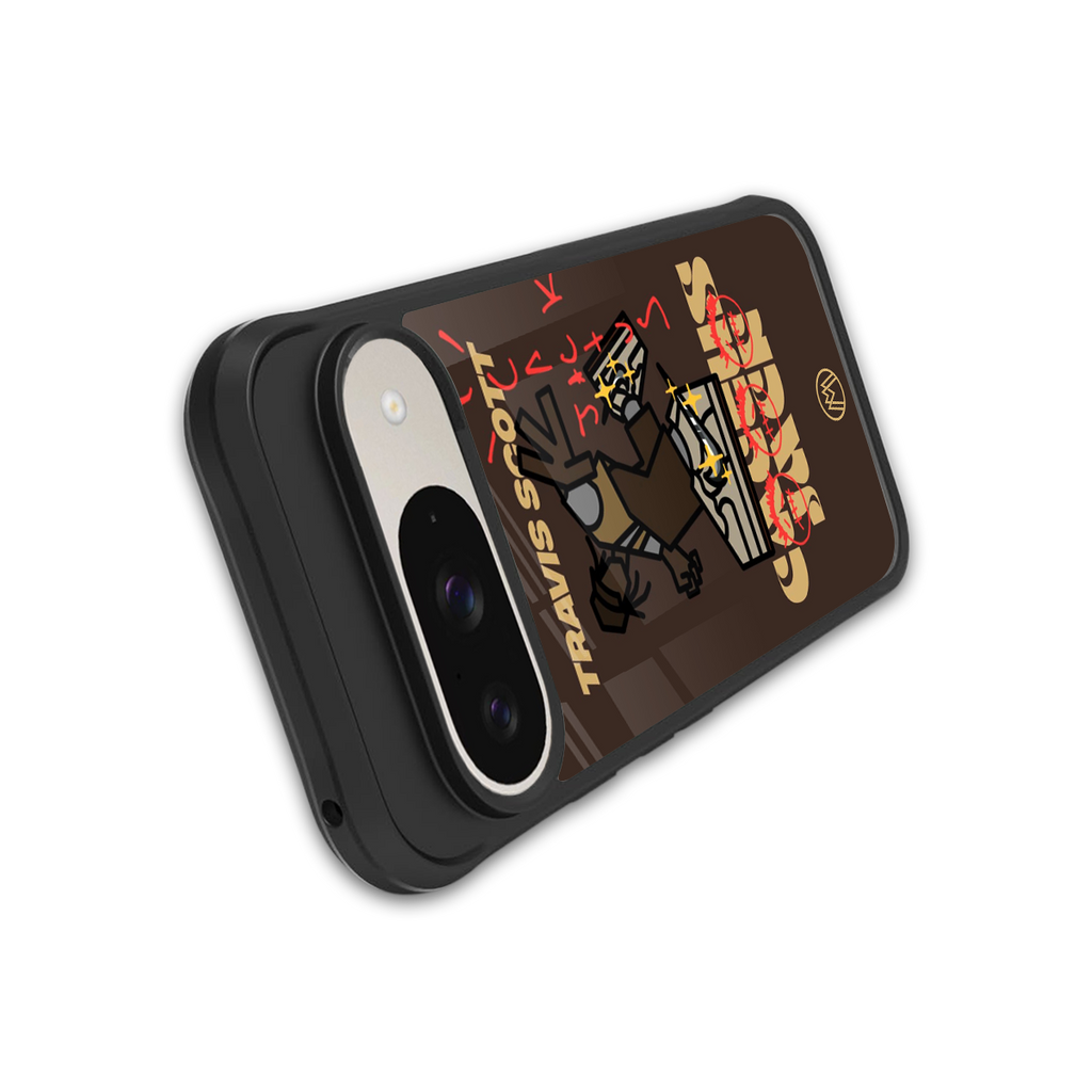 cactus jack travis scott brown back phone cover | glass case for google pixel 9