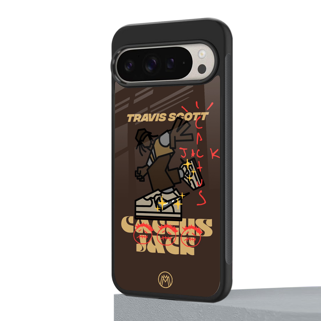 cactus jack travis scott brown back phone cover | glass case for google pixel 9 pro
