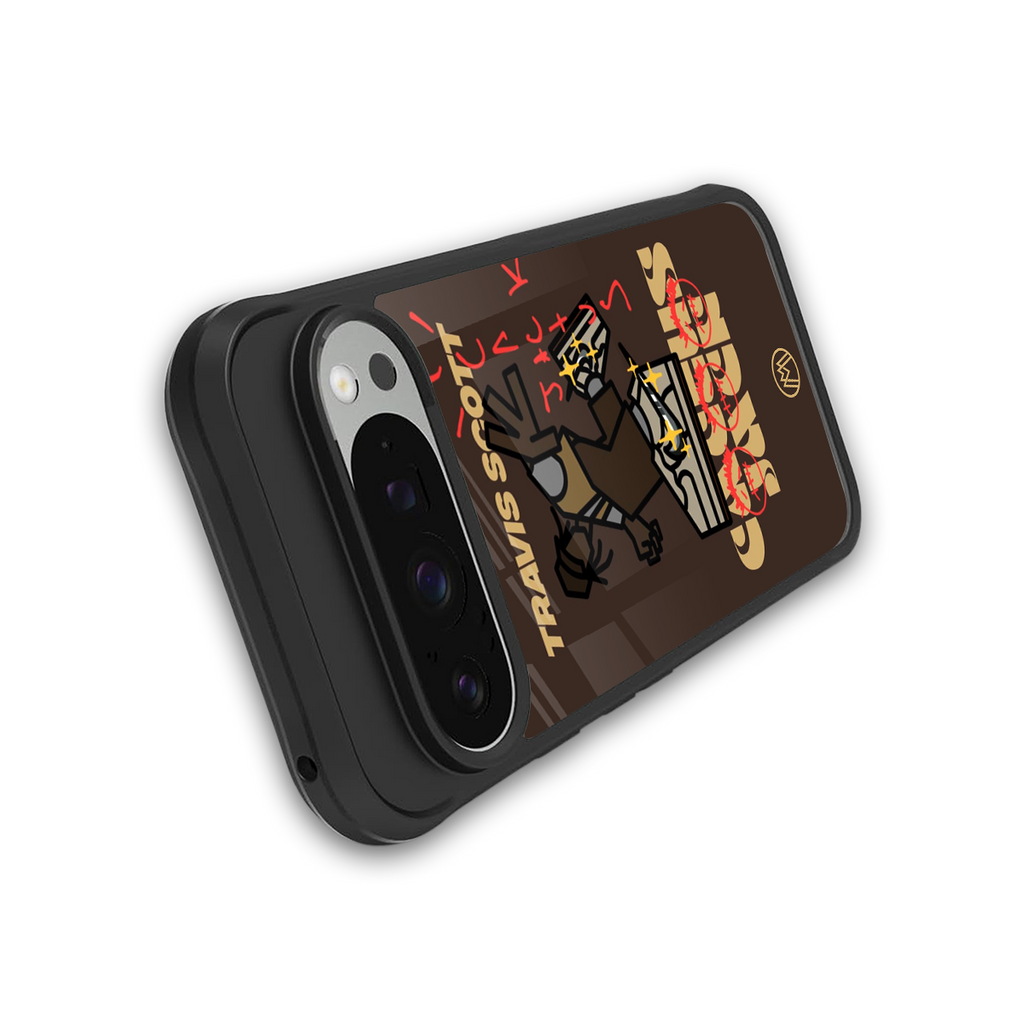 cactus jack travis scott brown back phone cover | glass case for google pixel 9 pro