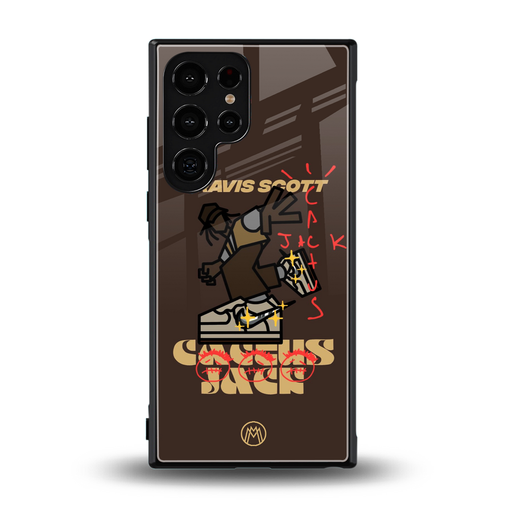 cactus jack travis scott brown back phone cover | glass case for samsung galaxy s23 ultra