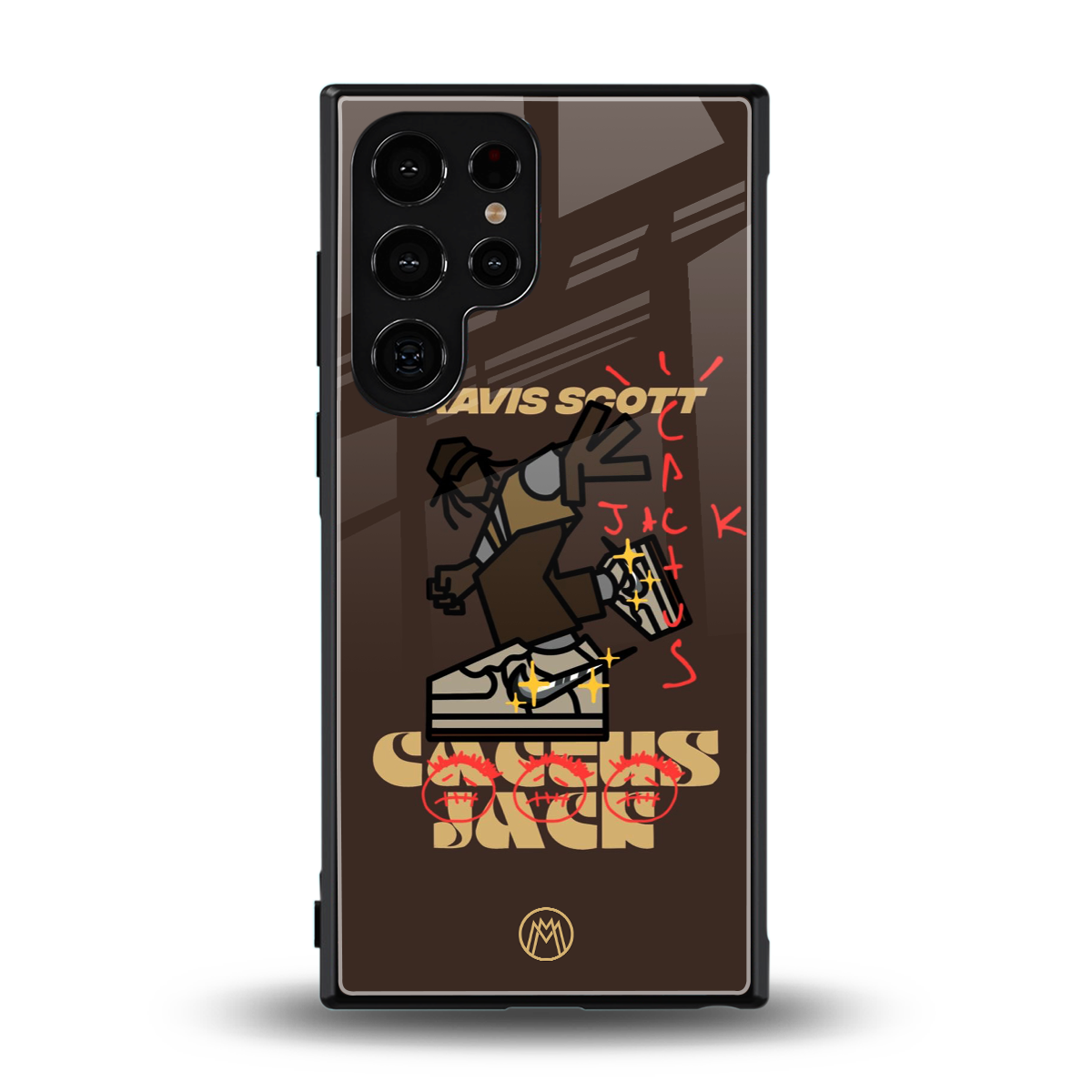 cactus jack travis scott brown back phone cover | glass case for samsung galaxy s23 ultra